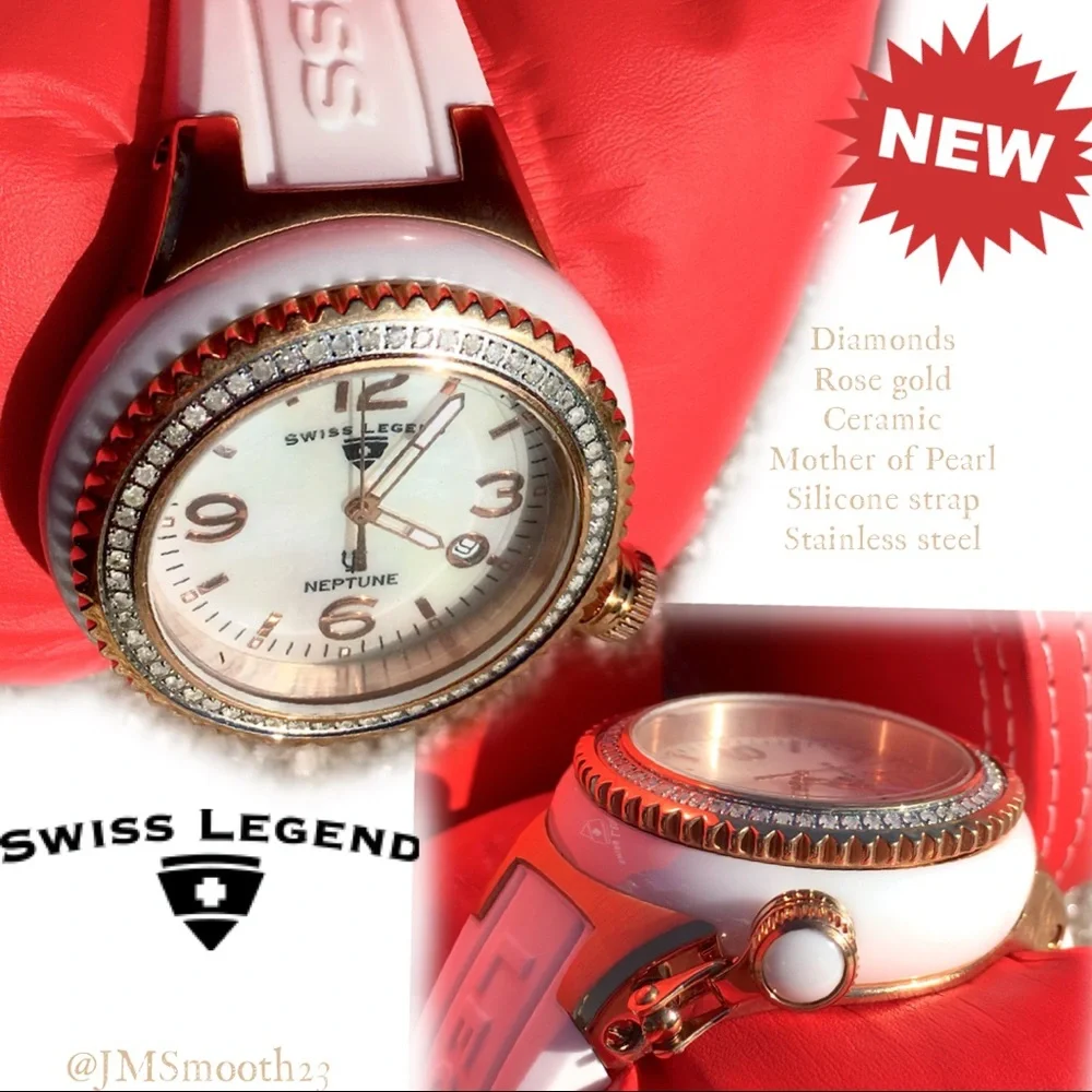 💎🆕Vintage Swiss Legend w/ 💎 60 Diamonds Mother of Pearl & Rosegold watch